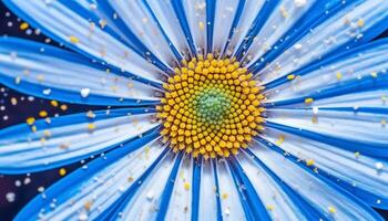 Vibrant sunflower in formal garden, raindrop adds abstract pattern generated by AI photo