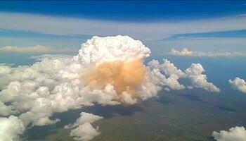 God fiery hand paints ominous cumulonimbus in the sky generated by AI photo