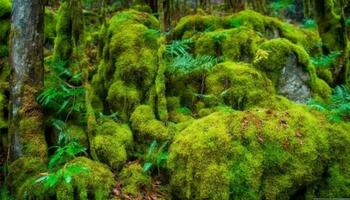 verde bosque planta crecimiento, tranquilo escena, vibrante colores, tropical clima generado por ai foto