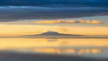 Tranquil sunset over famous mountain range, idyllic beauty in nature generated by AI photo