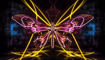 Vibrant colored butterfly wing showcases nature beauty and fragility generated by AI photo