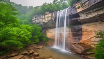 Tranquil scene of majestic mountain range in rural springtime beauty generated by AI photo