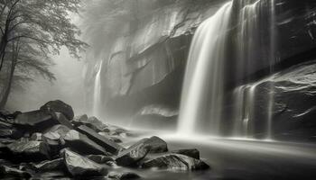 majestuoso tropical selva, belleza en naturaleza, tranquilo escena, fluido agua generado por ai foto