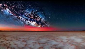 Majestic Milky Way illuminates dark mountain landscape in long exposure generated by AI photo