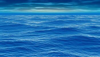 Blue wave ripples on tranquil seascape, beauty in nature reflection generated by AI photo