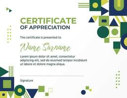 Blue and Green Geometric Certificate of Appreciation template