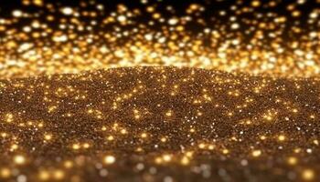 Glowing metallic circles illuminate dark winter backdrop for celebration generated by AI photo
