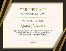 Black and Gold Elegant Certificate of Appreciation template