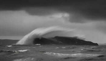 Majestic coastline crashing with awe inspiring power and beauty generated by AI photo