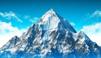 Mountain climbers explore panoramic mountain range in extreme winter terrain generated by AI photo