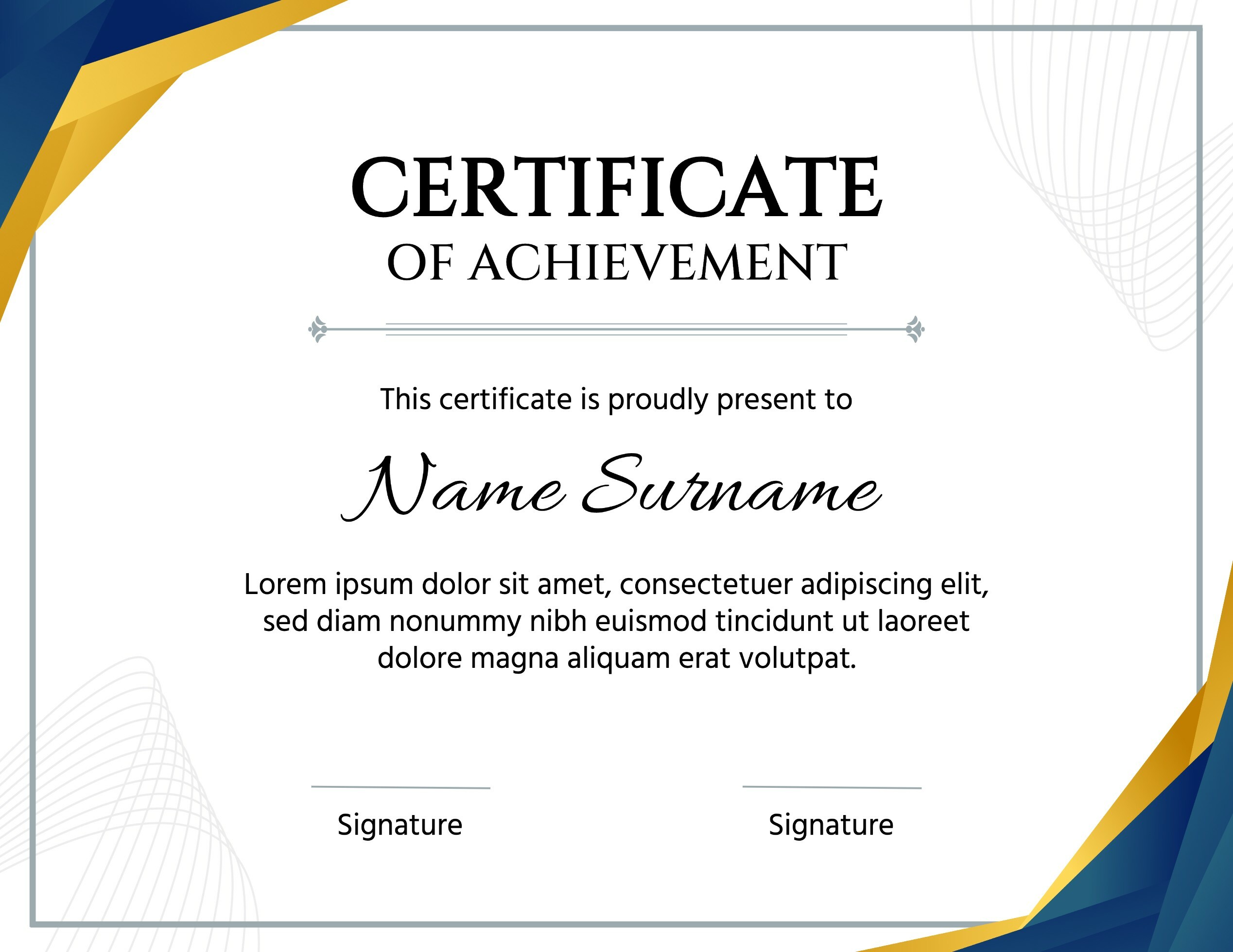 Blue and Gold Certificate of Achievement
