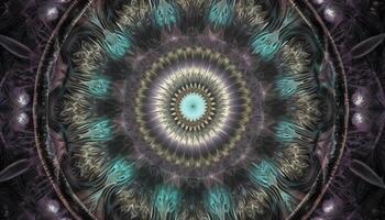 mandala with gray and blue colors generated by AI photo