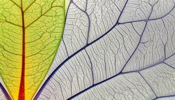 Abstract plant pattern on close up leaf backgrounds in nature generated by AI photo