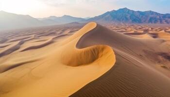 Majestic sand dunes ripple in arid Africa extreme terrain generated by AI photo