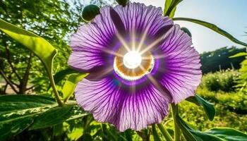 Vibrant wildflower meadow showcases nature delicate beauty in summer sunset generated by AI photo