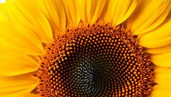 Vibrant yellow sunflower, a single flower in a meadow generated by AI photo