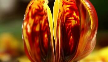 Vibrant flower head in foreground, shiny and ripe with beauty generated by AI photo