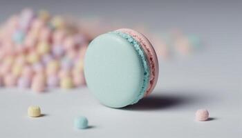 Sweet macaroon stack, a colorful gourmet gift for indulgence generated by AI photo