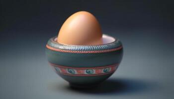 Symbolic egg gift embodies Christian tradition and cultural creativity generated by AI photo