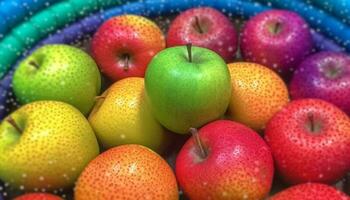 jugoso manzana soltar en fresco, orgánico, multi de colores Fruta antecedentes generado por ai foto