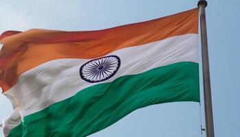 National landmark waving tricolor flagpole, symbol of patriotism and pride generated by AI photo