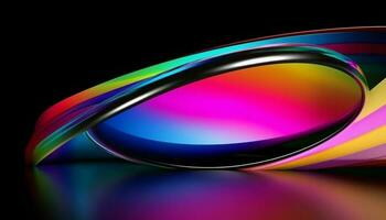 Abstract futuristic wave pattern in vibrant colors illuminates dark space generated by AI photo