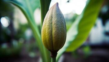 cerca arriba de naturaleza planta hoja revela intrincado detalles generado por ai foto