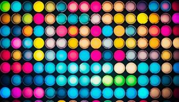 Multi colored spheres in a row create a vibrant abstract pattern generated by AI photo