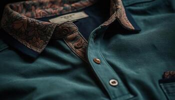 Elegant men jacket with leather collar and denim patterned material generated by AI photo