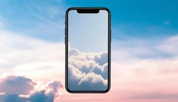 Wireless technology connects nature and sky through smart phones generated by AI photo