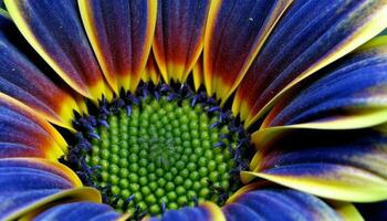 vibrante girasol en formal jardín, rodeado por multi de colores margaritas generado por ai foto