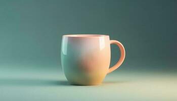 Abstract yellow pottery mug with handle, on clean background generated by AI photo