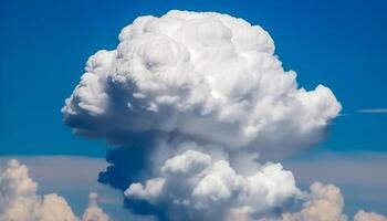 tranquilo escena de mullido nubes alto arriba en claro cielo generado por ai foto