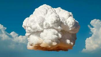 Fluffy cumulus clouds explode in the blue summer sky generated by AI photo