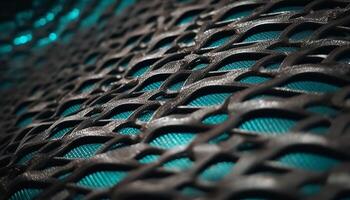 Multi colored geometric shapes in a row on metal backdrop generated by AI photo