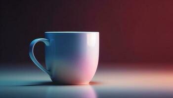 Shiny black cappuccino cup, abstract shape, steam and relaxation indoors generated by AI photo