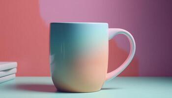 Empty coffee cup on table, a reflection of modern lifestyles generated by AI photo