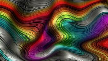 Abstract rainbow wave pattern creates modern, vibrant digital wallpaper design generated by AI photo