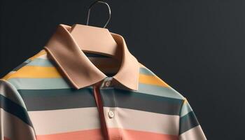 Modern men striped shirt, elegant design for formal and casual wear generated by AI photo