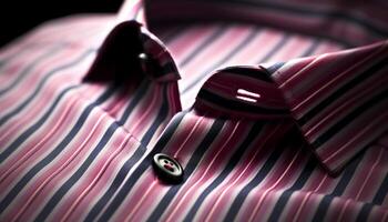 Elegant striped shirt with tied knot collar, perfect for formalwear generated by AI photo