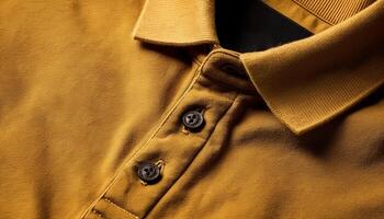 Luxury gold colored suit jacket with abstract pattern and leather collar generated by AI photo