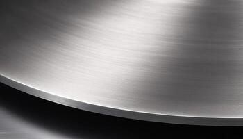 Shiny metallic plate with abstract pattern on smooth steel backdrop generated by AI photo