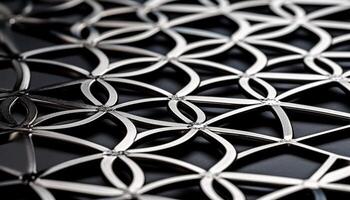 Abstract metallic pattern on steel fence, modern construction industry design generated by AI photo