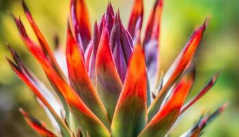 Vibrant succulent blossom, sharp colors in nature formal garden generated by AI photo