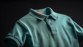 Fashionable men shirt in blue and green striped pattern generated by AI photo