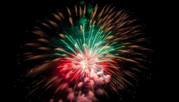 Fourth of July celebration exploding firework display in vibrant colors generated by AI photo