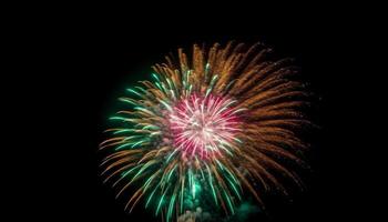 Fourth of July celebration exploding fireworks illuminate vibrant summer night generated by AI photo