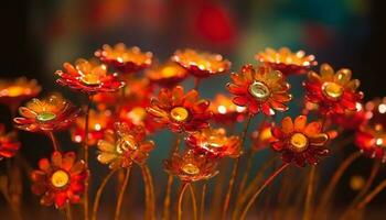 The vibrant multi colored daisy bouquet illuminates the spring meadow generated by AI photo