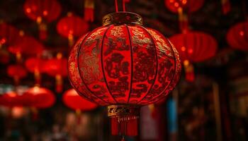 Vibrant paper lanterns illuminate Chinese culture in Chinatown celebration generated by AI photo