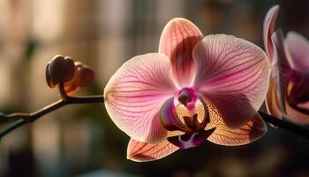 el elegante polilla orquídea fragilidad y belleza en naturaleza generado por ai foto